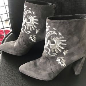 Stuart Weitzman grey suede booties
